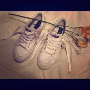 Ralph Lauren white canvas tennis shoes sz 8.5